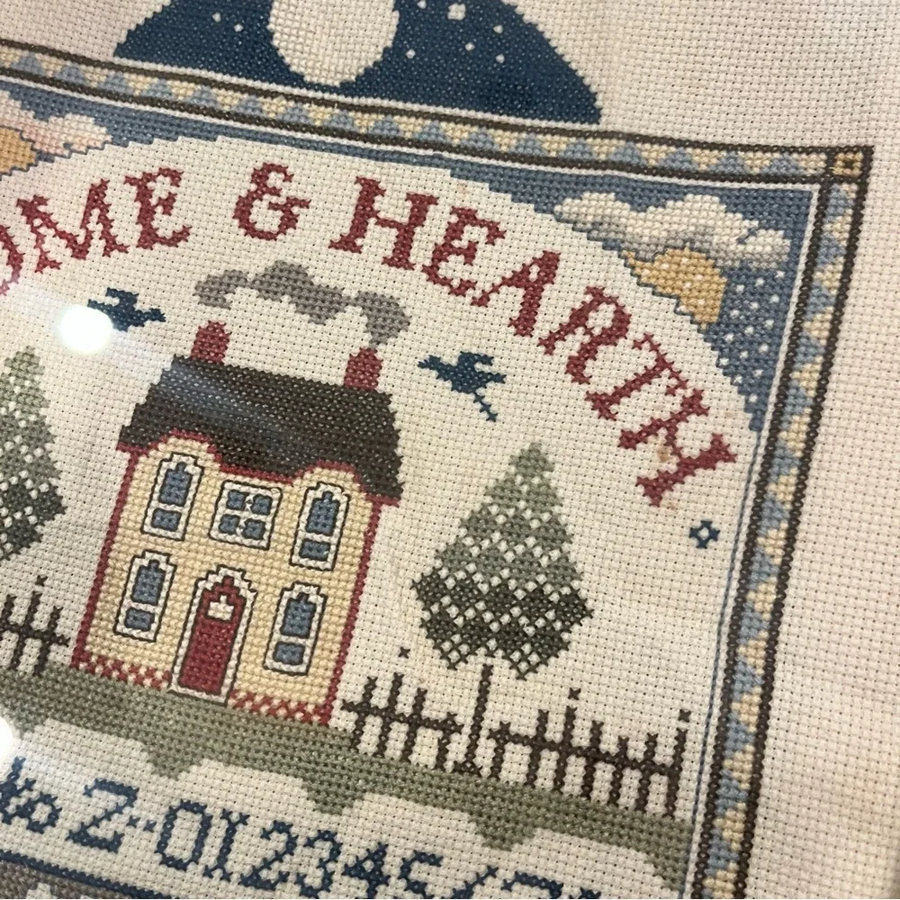 Framed Home & Hearth The Buttram House Cross-Stitch Art 1985
